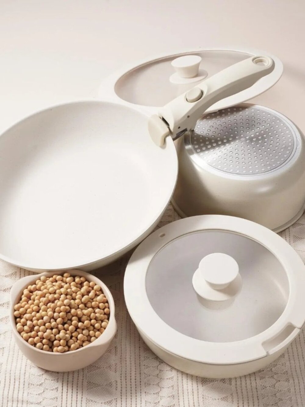 NEW Kitchen Pot Set, Portable Storage Frying Pan with Detachable Handle